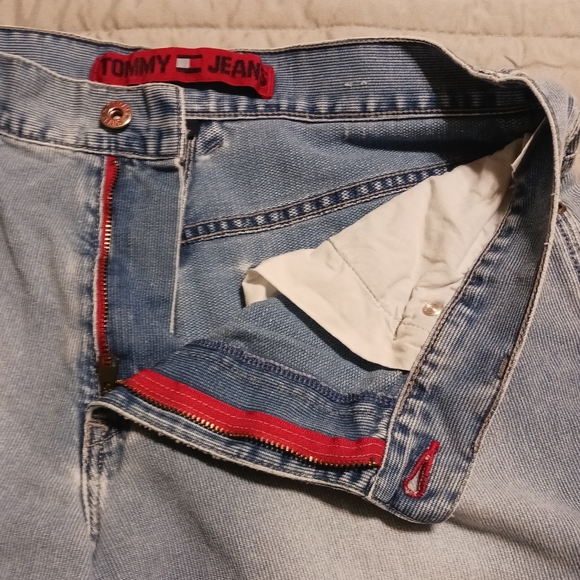 VTG RARE Y2K Tommy Jeans Red Label Denim Utility Distressed Shorts Mens Size 32 - Picture 8 of 12